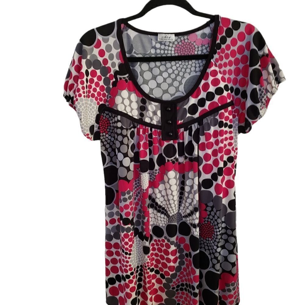 CDW Creative Design Works Cicle Patterned Scoop Neck Blouse